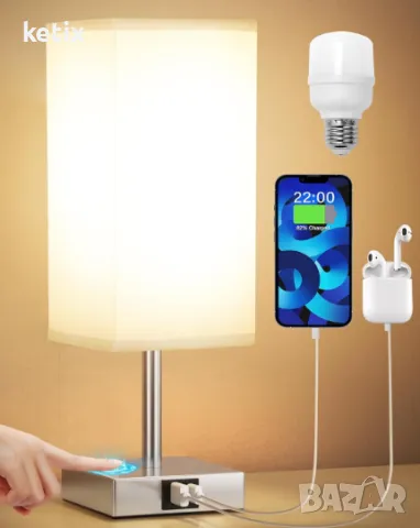 Настолна лампа със сензорно управление с USB A+C портове , снимка 5 - Настолни лампи - 49569670