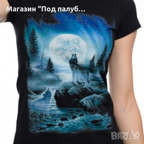 Нова дамска тениска с дигитален печат Вълк, пълнолуние, Серия вълци, снимка 5 - Тениски - 29463547