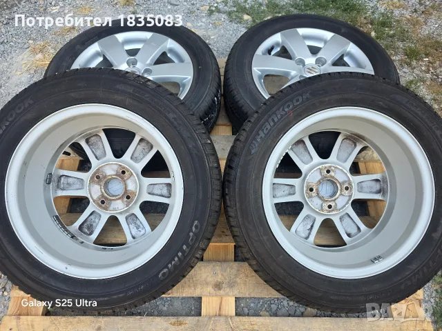 Лети джанти 15ки 4х100 Suzuki + летни гуми 185/60/15 Hankook, снимка 8 - Гуми и джанти - 55845614