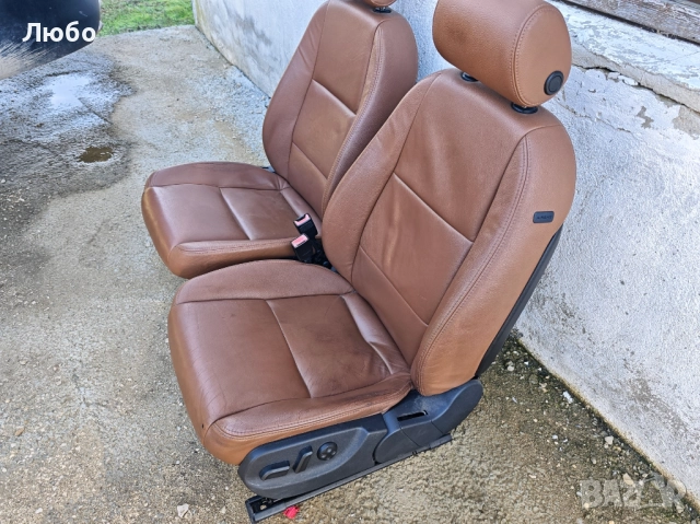 Предни седалки кафява кожа електрически за Ауди А6 ц6 4ф Audi A6 c6 4f, снимка 4 - Части - 52458353
