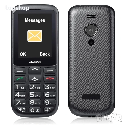Нов TOKVIA T111 2.4-инчов голям дисплей Мобилен телефон с големи бутони за възрастни хора с SOS бут., снимка 3 - Motorola - 51637843