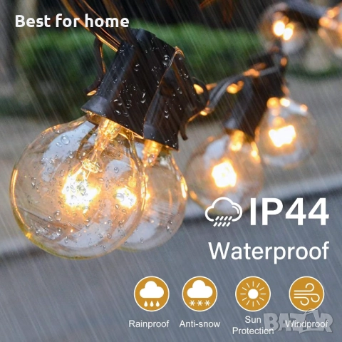  GPATIO 30 м външна гирляндова лампа с 50 + 2 LED крушки, водоустойчива  с дистанционно управление, снимка 2 - Външни лампи - 52927012