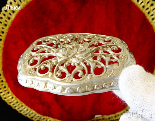 Посребрена апликация,рози,ажур. , снимка 3 - Антикварни и старинни предмети - 35649265