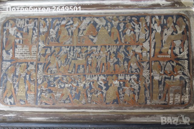 Красив месинг ръчно гравиран Арабски поднос Египет, снимка 3 - Колекции - 34032069