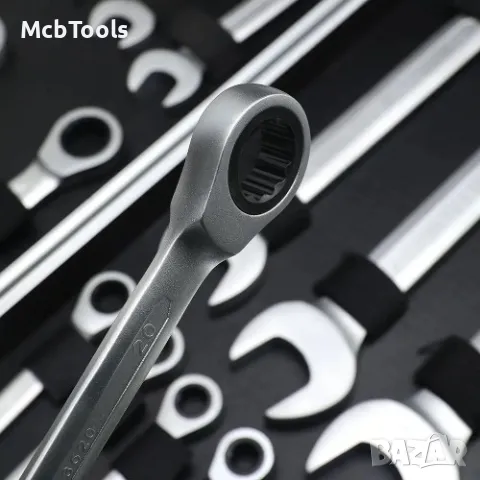 Звездогаечни тресчотчни ключове Stahlmayer 6-32mm в куфар 22ч., снимка 3 - Ключове - 49197736