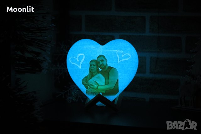 3d Персонализирана лампа сърце със снимка и текст - 4 размера/ 3 или 16 цвята на светлината, снимка 3 - Арт сувенири - 35562502