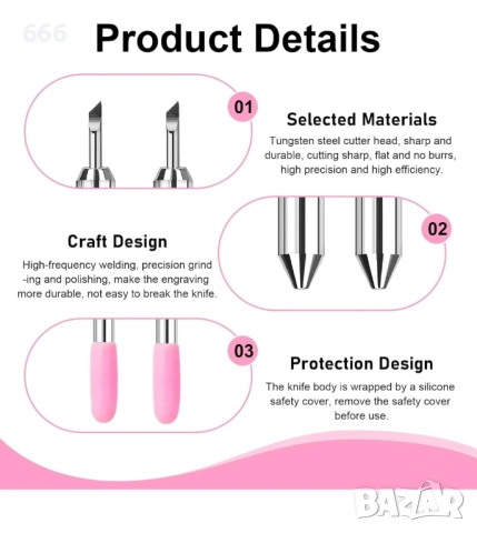 Комплект от 5 прецизни 30-градусови режещи ножчета за Cricut Joy,, снимка 5 - Други стоки за дома - 54045596