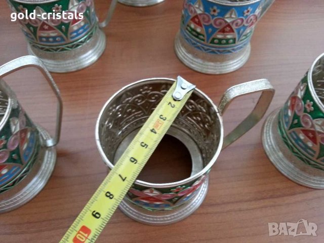 руски стакани подстакани с цветен емайл, снимка 8 - Антикварни и старинни предмети - 29224089