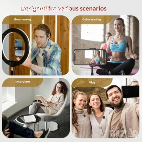 Нов Безжичен лавалиерен микрофон за iPhone Android с кейс шумопотискане за TikTok YouTube Podcast, снимка 8 - Други - 54090143