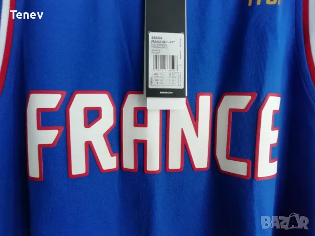 France FFBB Adidas нов оригинален баскетболен потник Франция национален отбор 2XL XXL , снимка 3 - Тениски - 49048726