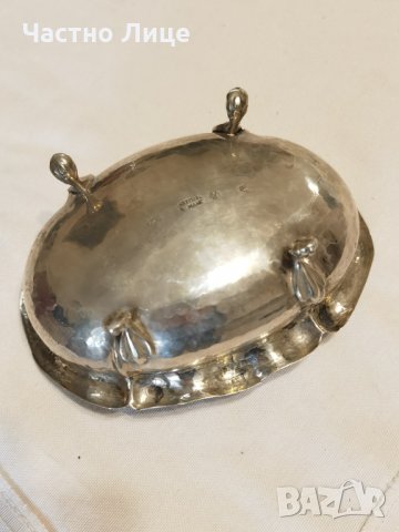 Старинен Сребърен Италиански Аристократичен Съд за Хайвер 19 век, снимка 4 - Антикварни и старинни предмети - 34879898