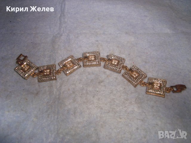 БЛЕСТЯЩА СТАРА ВИНТИДЖ БРОНЗОВА СКЪПОЦЕННА АРТ ДЕКО ГРИВНА с ФАСЕТИРАНИ ПЛАНИНСКИ КРИСТАЛИ 10930