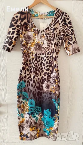 Дамска рокля по тялото в леопардов принт, снимка 1