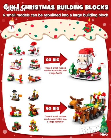 D-FantiX Коледен адвентен календар 2024 за деца, комплект играчки 24 в 4 строителни блока за 6-12 г, снимка 4 - Конструктори - 47376681