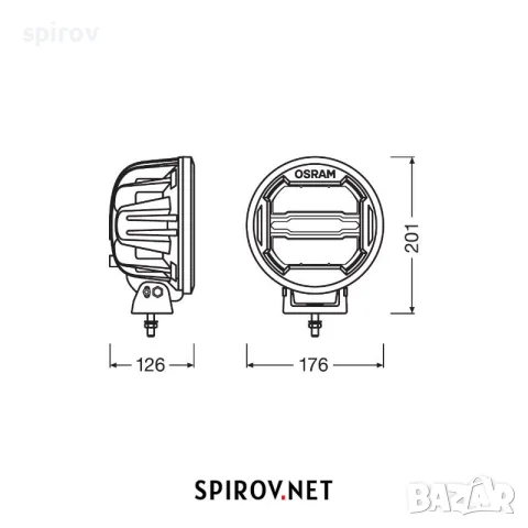 LED фар OSRAM LEDriving ROUND MX180-CB 12/24V 3000lm 6000K, снимка 2 - Части - 55745792