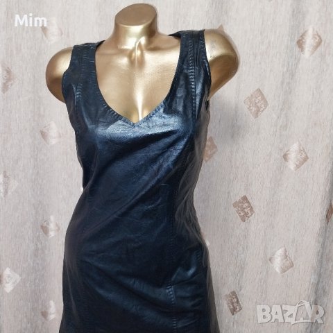 MARCCAIN M Черна кожена рокля @, снимка 4 - Рокли - 44222826