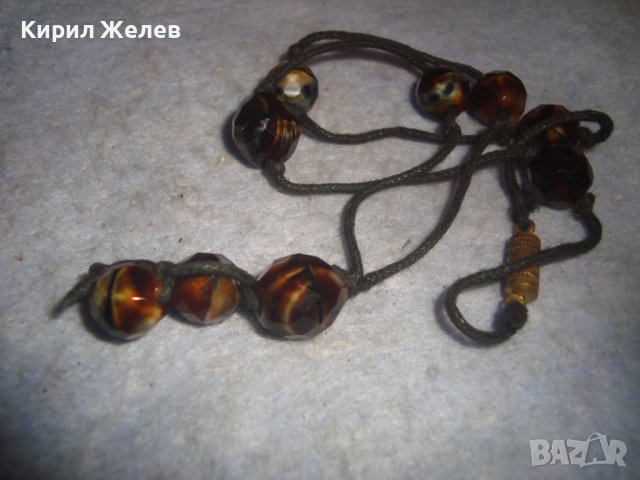 СКЪПОЦЕНЕН ВИНТИДЖ АРТ ГЕРДАН КОЛИЕ от ЯСПИС с ШНУРЧЕ и БРОНЗОВА ЗАКОПЧАЛКА на ВИНТ 10977, снимка 7 - Колиета, медальони, синджири - 37026892