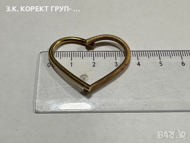 Златна фигура сърце 14К – 1.12 гр, снимка 6 - Колиета, медальони, синджири - 54357833