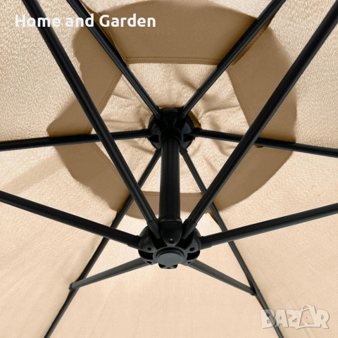 Голям градински чадър със странична стойка Ø 350 см — UV защита + Покривало, снимка 5 - Градински мебели, декорация  - 53895826