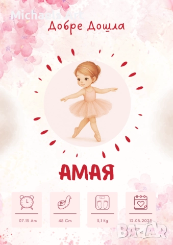 Бебешка визитка А4/А3, снимка 6 - Други - 46827413