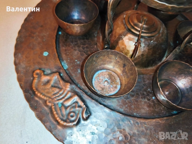 Бакърен сервиз от 10части, снимка 5 - Антикварни и старинни предмети - 52540910