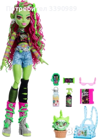 Чисто нова кукла Monster High Venus McFlytrap (Plant-monster серия), снимка 4 - Кукли - 52379984