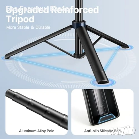 Нов комплект Селфи стик статив 180 см с LED светлини и безжични микрофони, снимка 4 - Чанти, стативи, аксесоари - 54207146