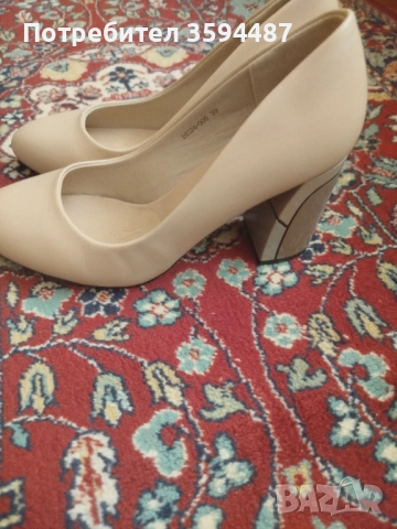 Елегантни бежови токчета, снимка 3 - Дамски обувки на ток - 51806278