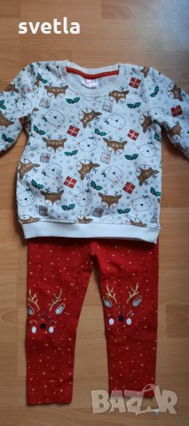 Коледна туника и коледна блуза за момиченце 92р , снимка 4 - Комплекти за бебе - 34177598
