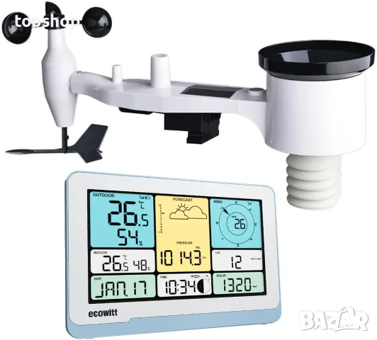 Чисто нова професионална метеорологична станция Ecowitt WS3820 с 7 в 1 соларен сензор 