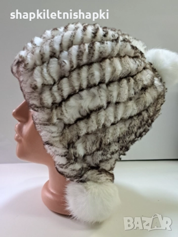 Дамска шапка лукс, тип ушанка Чинчила - 117, снимка 2 - Шапки - 52224832