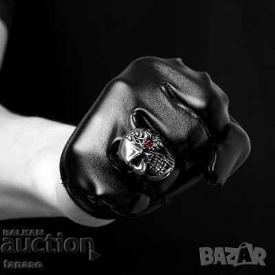 Мъжки пръстен - череп с циркон, хеви метъл, пънк, снимка 4 - Пръстени - 42105791