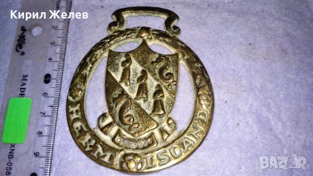 HERM ISCAND Старо БРОНЗОВО ДЕКОРАТИВНО АРТ ПАНО - ГЕРБ за СТЕНА АНГЛИЯ 33984