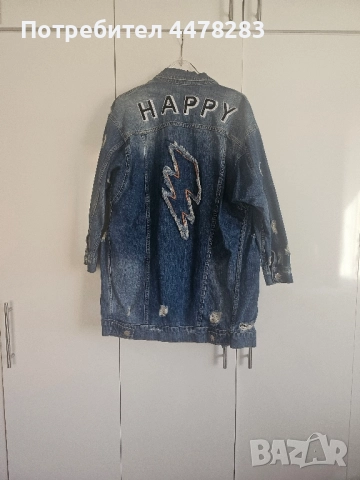 Дълго дънково яке , снимка 2 - Якета - 51835297