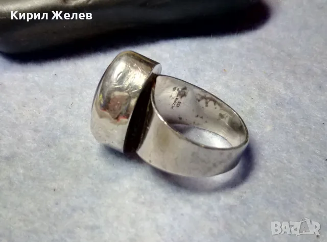 ЕФЕКТЕН ВинтиджАРТ СКЪПОЦЕНЕН СРЕБЪРЕН ПРЪСТЕН СРЕБРО 925 SEZGIN СЕЗГИН с ШЛИФОВАН ЧЕРЕН ОНИКС 29924, снимка 2 - Пръстени - 49913329