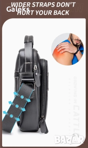 Универсална и Стилна бизнес чанта Bullcaptain* / Черна естествена кожа!, снимка 8 - Чанти - 51618017