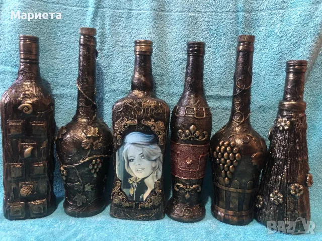 Бутилки декорирани, снимка 5 - Ръчно изработени сувенири - 33848909