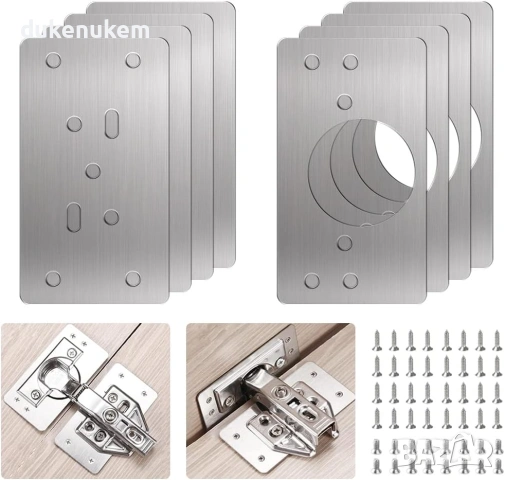 Комплект плочи за ремонт на панти – 8 бр. + 48 винта