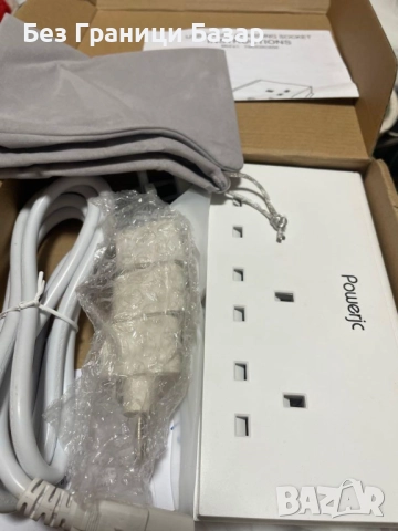 Нов UK Мултиразклонител 3 AC + 4 USB, защита от пренапрежение, 2 мeтра кабел