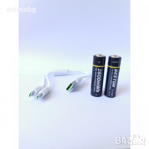 ANIMABG Литиево-йонни презареждащи батерии, АА, 1.5V, 2AM-92, 2800mWh, Бързо зареждане, 2 броя, снимка 5 - Друга електроника - 37765162