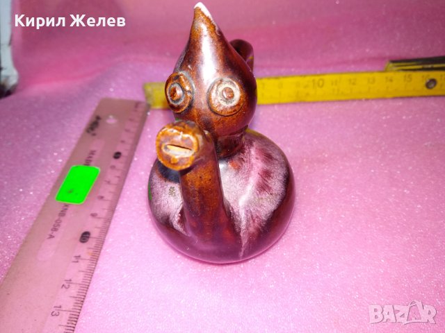 КЕРАМИЧНО БЪРДУЧЕ СВИРКА РЪЧНА МАЙСТОРСКА ИЗРАБОТКА ТРАДИЦИОНЕН ЕТНО СУВЕНИР ГЛЕДЖОСАНА ГЛИНА 42851, снимка 10 - Декорация за дома - 44297403