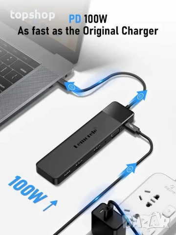НОВ USB C хъб Lemorele 13 в 1 USB C, докинг станция с троен монитор - 2 HDMI 4K, VGA, 5 USB 3.0..., снимка 4 - Кабели и адаптери - 50501634