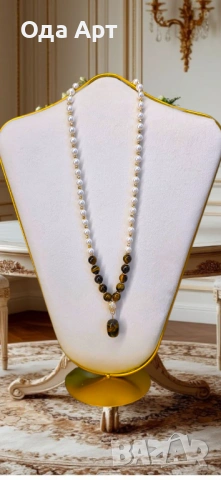  2 колиета, нови, естествен тигрово око, снимка 3 - Колиета, медальони, синджири - 54158579