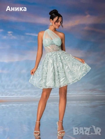 Дамска рокля в ментов цвят, снимка 2 - Рокли - 51236659