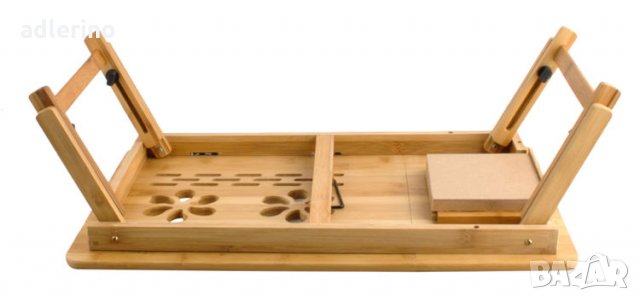 Табла за лаптоп, поставка за лаптоп, дърво, 62,5/34,5/26 см, масичка за лаптоп, снимка 6 - Тоалетки - 34165563