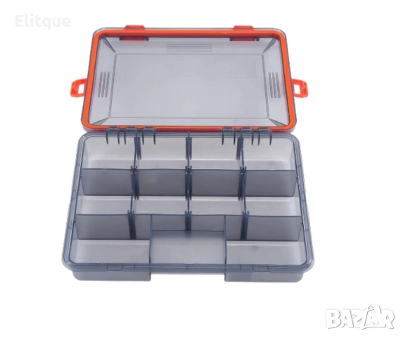 Сива кутия за рибарски принадлежности с оранжева закопчалка, m-k29, снимка 2 - Други стоки за дома - 52841267