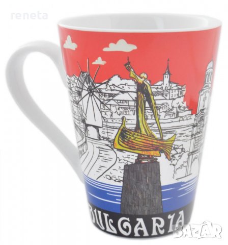 Чаша за чай, България, Керамична ,Червен/Бял, снимка 2 - Български сувенири - 37408953