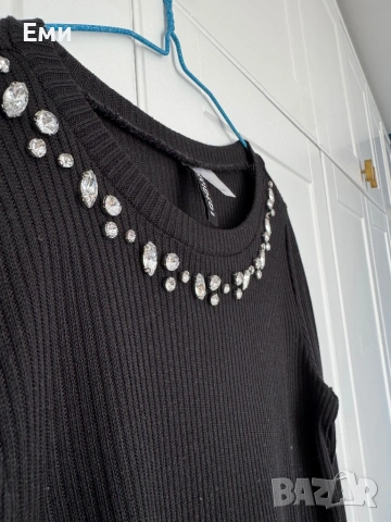 Стилна блуза с камъчета, снимка 4 - Блузи с дълъг ръкав и пуловери - 54363375