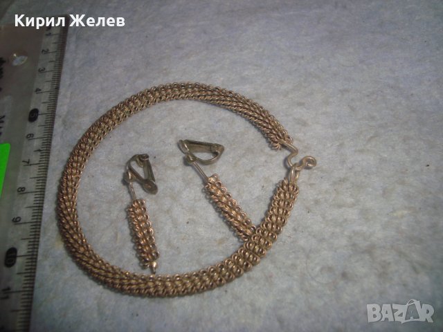 ПОСРЕБРЕНИ МЕДНИ КЛИПС ОБЕЦИ и ГРИВНА АР НУВО СТИЛ РЪЧНА МАЙСТОРСКА ИЗРАБОТКА 30150, снимка 3 - Бижутерийни комплекти - 37901215