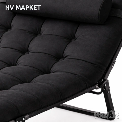 Сгъваемо къмпинг легло и градински шезлонг 2в1, с мек матрак и възглавница, Регулируем,180x56, снимка 3 - Градински мебели, декорация  - 53882000